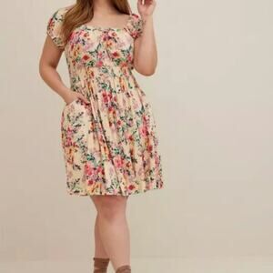 NWOT Torrid Floral Lenny Smocked Waist Mini Dress